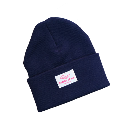 Blue or Black Beanie with Pedalers Fork logo