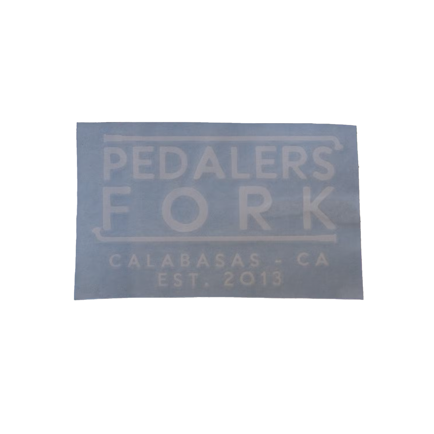 Vinyl Sticker with Pedalers Fork logo and text "Calabasas, CA EST. 2013"