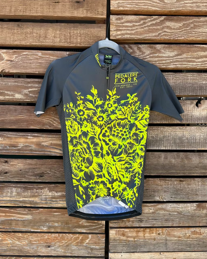 Biker shirt with floral print in yellow